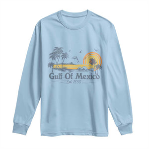 Vintage Gulf of Mexico Est 1550 Long Sleeve Shirt Golfo De Mexico TS02 Light Blue Print Your Wear