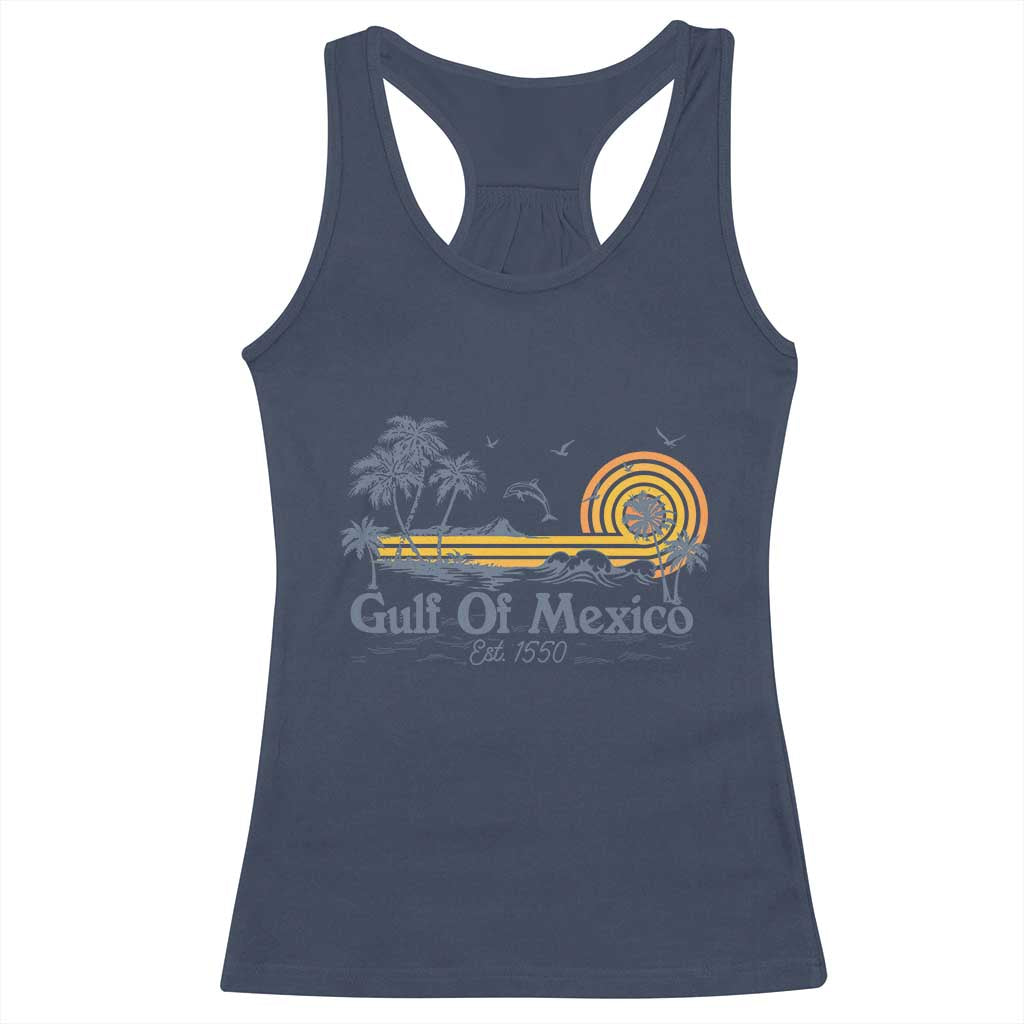 Vintage Gulf of Mexico Est 1550 Racerback Tank Top Golfo De Mexico TS02 Navy Print Your Wear