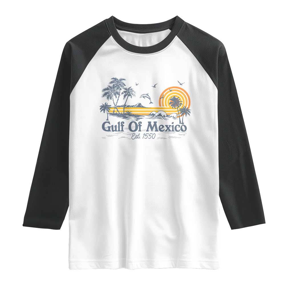 Vintage Gulf of Mexico Est 1550 Raglan Shirt Golfo De Mexico TS02 White Black Print Your Wear