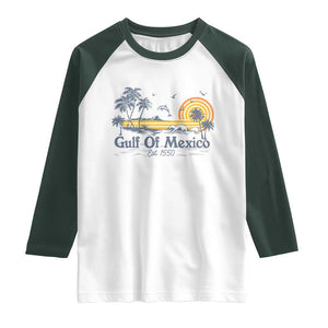 Vintage Gulf of Mexico Est 1550 Raglan Shirt Golfo De Mexico TS02 White Dark Forest Green Print Your Wear