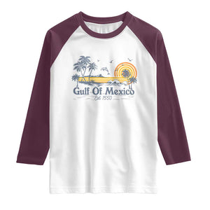 Vintage Gulf of Mexico Est 1550 Raglan Shirt Golfo De Mexico TS02 White Maroon Print Your Wear