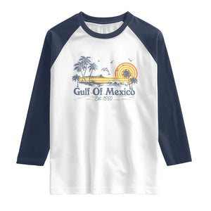 Vintage Gulf of Mexico Est 1550 Raglan Shirt Golfo De Mexico TS02 White Navy Print Your Wear