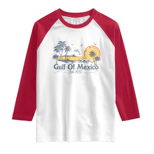 Vintage Gulf of Mexico Est 1550 Raglan Shirt Golfo De Mexico TS02 White Red Print Your Wear