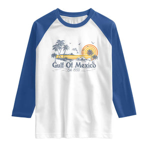 Vintage Gulf of Mexico Est 1550 Raglan Shirt Golfo De Mexico TS02 White Royal Print Your Wear