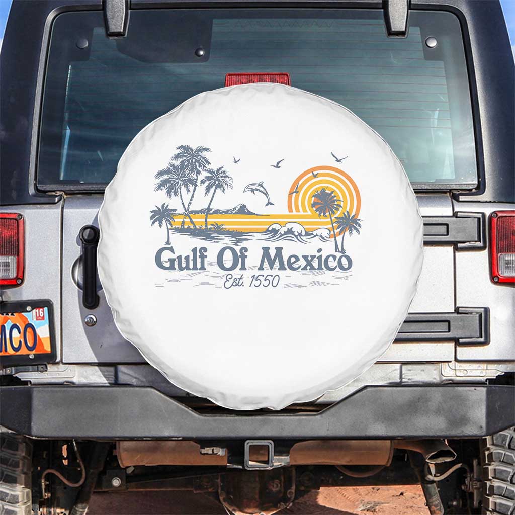 Vintage Gulf of Mexico Est 1550 Spare Tire Cover Golfo De Mexico TS02 No hole White Print Your Wear