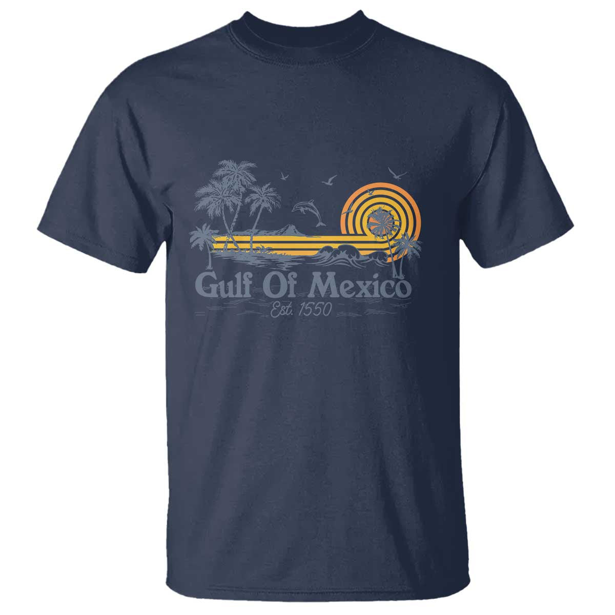 Vintage Gulf of Mexico Est 1550 T Shirt Golfo De Mexico TS02 Navy Print Your Wear