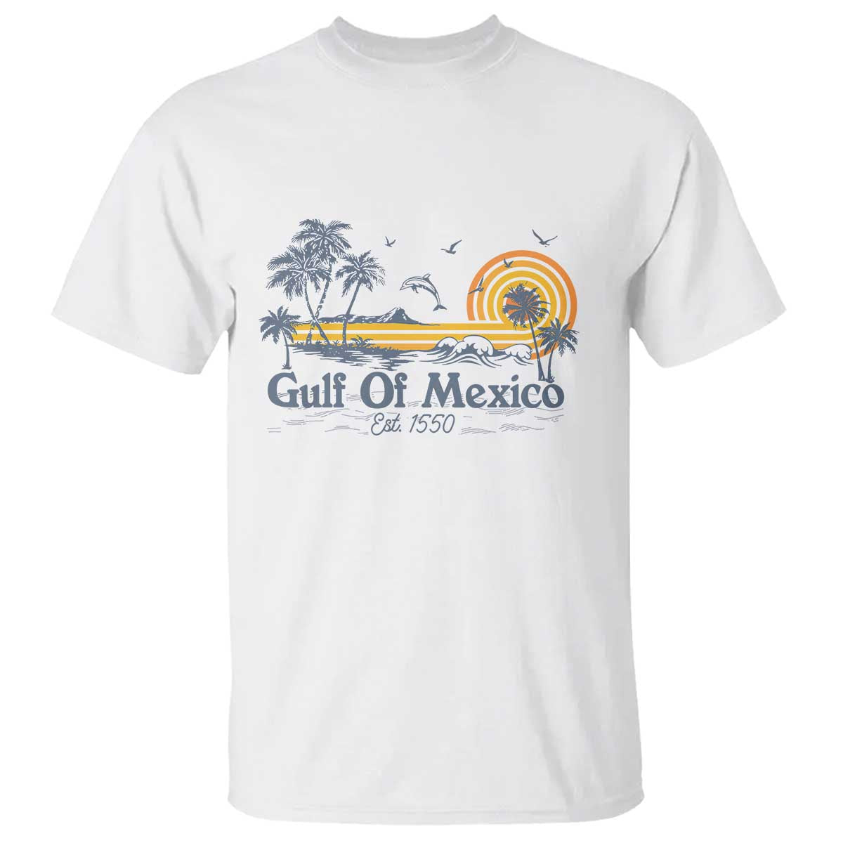 Vintage Gulf of Mexico Est 1550 T Shirt Golfo De Mexico TS02 White Print Your Wear