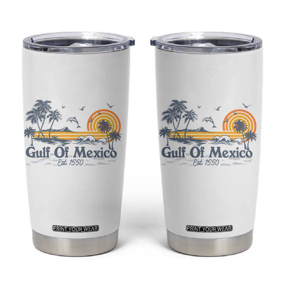 Vintage Gulf of Mexico Est 1550 Tumbler Cup Golfo De Mexico TS02 White Print Your Wear