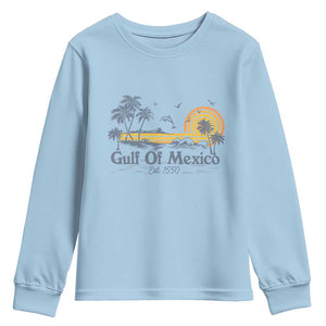 Vintage Gulf of Mexico Est 1550 Youth Sweatshirt Golfo De Mexico TS02 Light Blue Print Your Wear