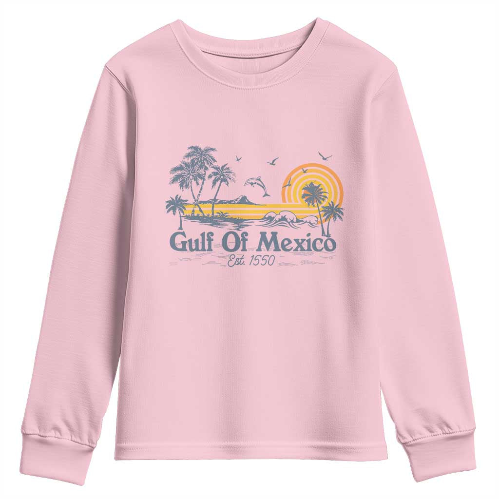 Vintage Gulf of Mexico Est 1550 Youth Sweatshirt Golfo De Mexico TS02 Light Pink Print Your Wear