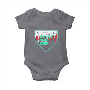 Baseball Home Plate Dripping Ice Cream Baby Onesie Respect The Drip Social Club Sprinkles TS02 Charcoal Print Your Wear