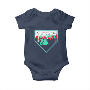 Baseball Home Plate Dripping Ice Cream Baby Onesie Respect The Drip Social Club Sprinkles TS02 Navy Print Your Wear