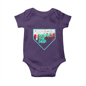 Baseball Home Plate Dripping Ice Cream Baby Onesie Respect The Drip Social Club Sprinkles TS02 Purple Print Your Wear