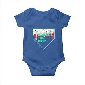 Baseball Home Plate Dripping Ice Cream Baby Onesie Respect The Drip Social Club Sprinkles TS02 Royal Blue Print Your Wear