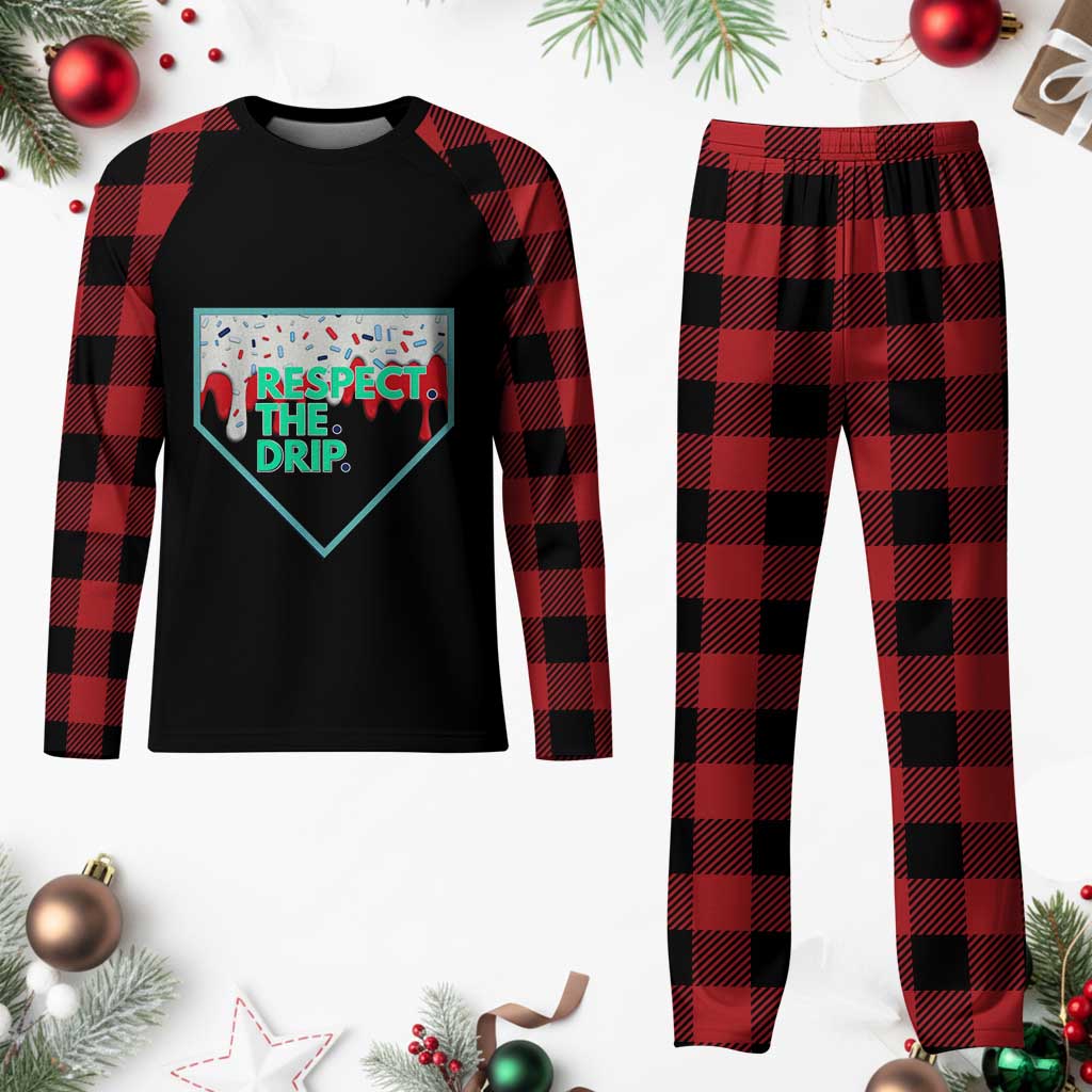 Baseball Home Plate Dripping Ice Cream Plaid Pajama Set Respect The Drip Social Club Sprinkles TS02 Buffalo Plaid Print Your Wear