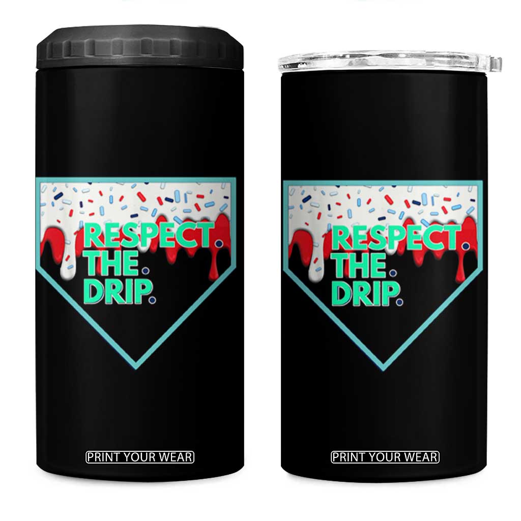 Baseball Home Plate Dripping Ice Cream 4 in 1 Can Cooler Tumbler Respect The Drip Social Club Sprinkles TS02 One Size: 16 oz Black Print Your Wear