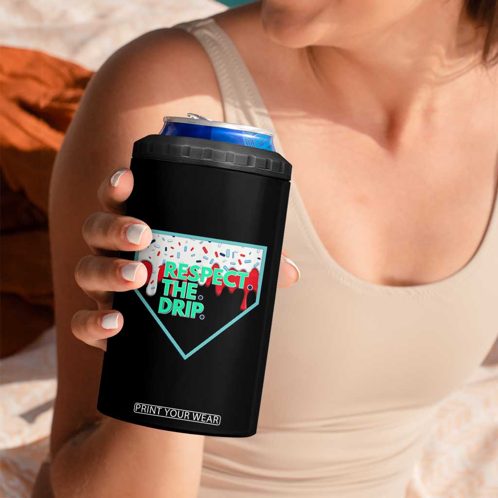 Baseball Home Plate Dripping Ice Cream 4 in 1 Can Cooler Tumbler Respect The Drip Social Club Sprinkles TS02 Print Your Wear