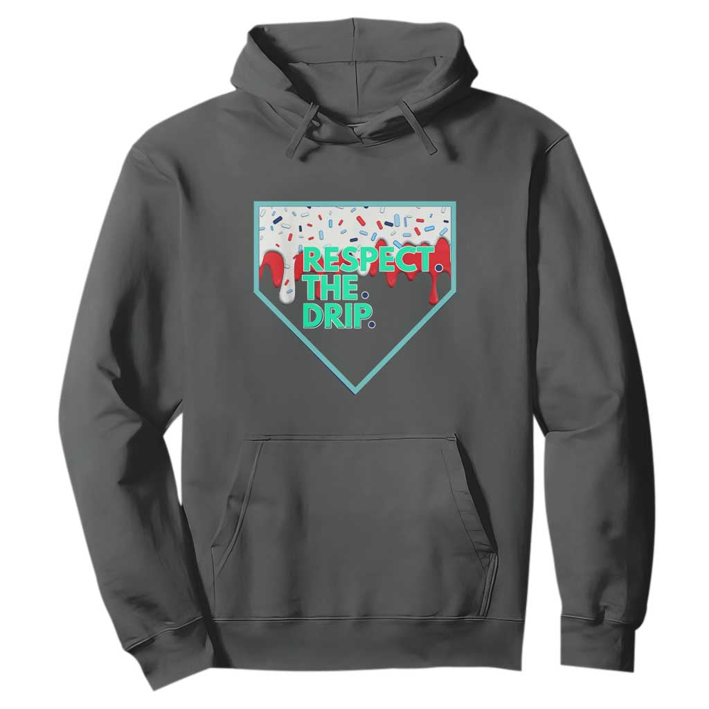 Baseball Home Plate Dripping Ice Cream Hoodie Respect The Drip Social Club Sprinkles TS02 Dark Heather Print Your Wear