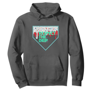 Baseball Home Plate Dripping Ice Cream Hoodie Respect The Drip Social Club Sprinkles TS02 Dark Heather Print Your Wear