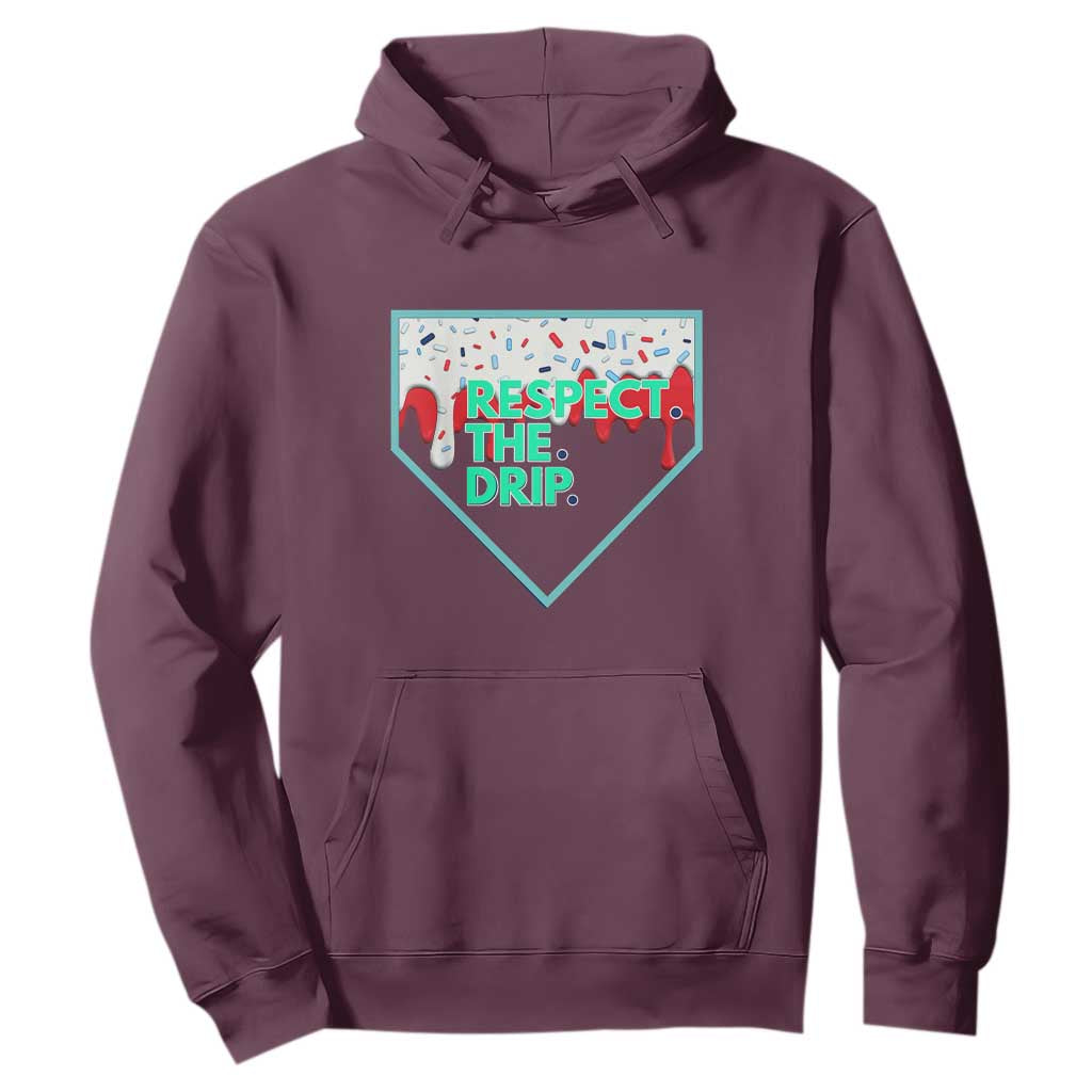Baseball Home Plate Dripping Ice Cream Hoodie Respect The Drip Social Club Sprinkles TS02 Maroon Print Your Wear