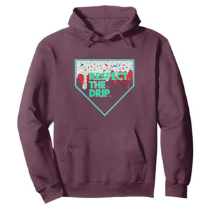 Baseball Home Plate Dripping Ice Cream Hoodie Respect The Drip Social Club Sprinkles TS02 Maroon Print Your Wear