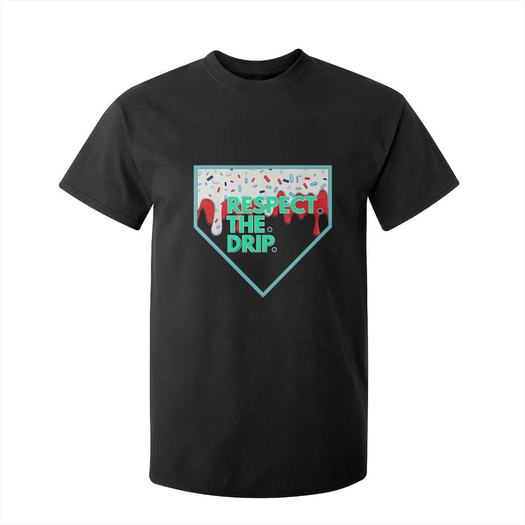 Baseball Home Plate Dripping Ice Cream T Shirt For Kid Respect The Drip Social Club Sprinkles TS02 Black Print Your Wear