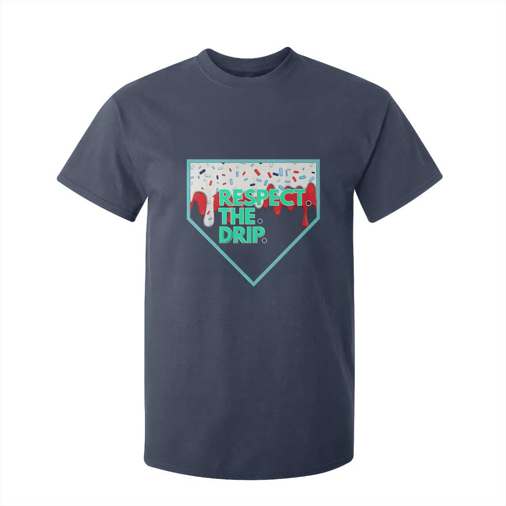 Baseball Home Plate Dripping Ice Cream T Shirt For Kid Respect The Drip Social Club Sprinkles TS02 Navy Print Your Wear