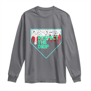 Baseball Home Plate Dripping Ice Cream Long Sleeve Shirt Respect The Drip Social Club Sprinkles TS02 Charcoal Print Your Wear