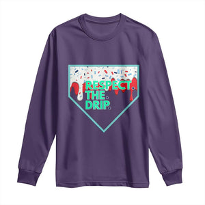 Baseball Home Plate Dripping Ice Cream Long Sleeve Shirt Respect The Drip Social Club Sprinkles TS02 Purple Print Your Wear