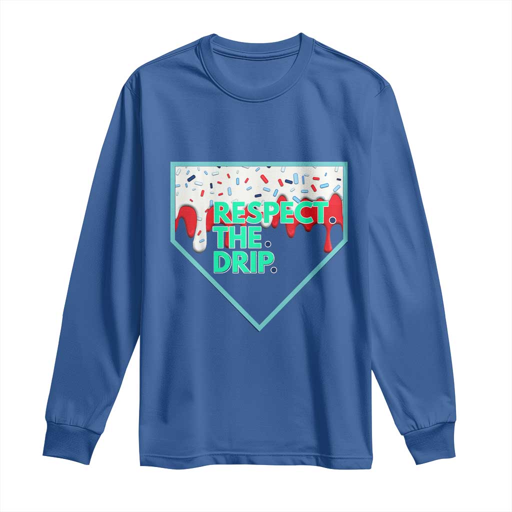 Baseball Home Plate Dripping Ice Cream Long Sleeve Shirt Respect The Drip Social Club Sprinkles TS02 Royal Blue Print Your Wear