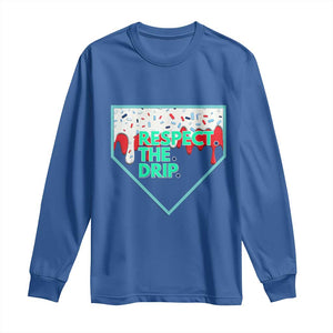 Baseball Home Plate Dripping Ice Cream Long Sleeve Shirt Respect The Drip Social Club Sprinkles TS02 Royal Blue Print Your Wear