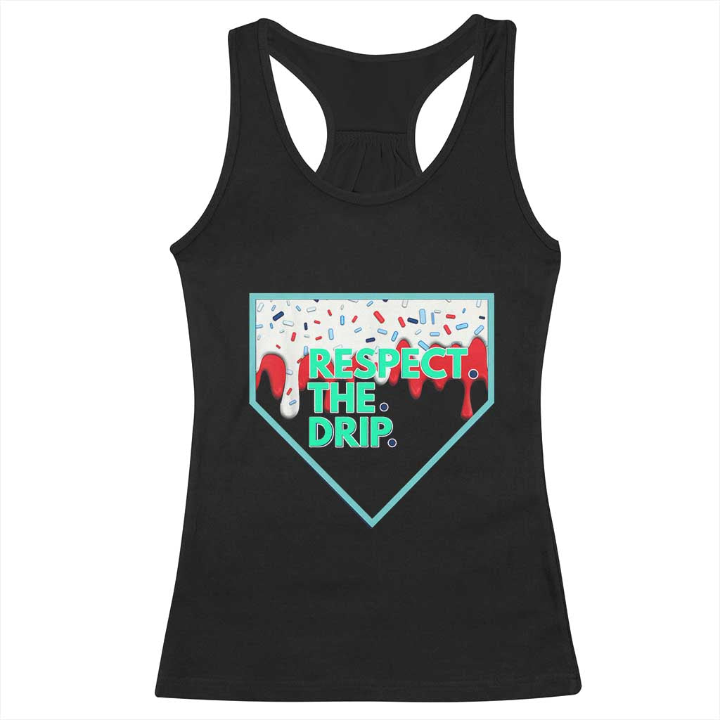 Baseball Home Plate Dripping Ice Cream Racerback Tank Top Respect The Drip Social Club Sprinkles TS02 Black Print Your Wear