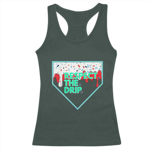 Baseball Home Plate Dripping Ice Cream Racerback Tank Top Respect The Drip Social Club Sprinkles TS02 Dark Forest Green Print Your Wear