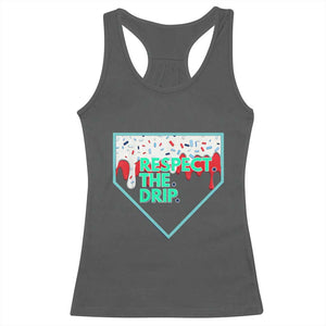 Baseball Home Plate Dripping Ice Cream Racerback Tank Top Respect The Drip Social Club Sprinkles TS02 Dark Heather Print Your Wear