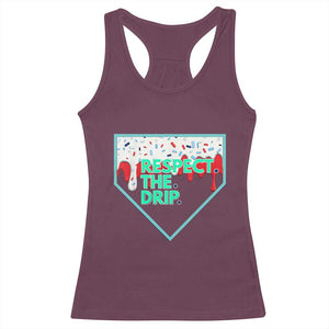 Baseball Home Plate Dripping Ice Cream Racerback Tank Top Respect The Drip Social Club Sprinkles TS02 Maroon Print Your Wear