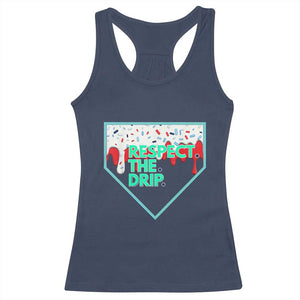 Baseball Home Plate Dripping Ice Cream Racerback Tank Top Respect The Drip Social Club Sprinkles TS02 Navy Print Your Wear