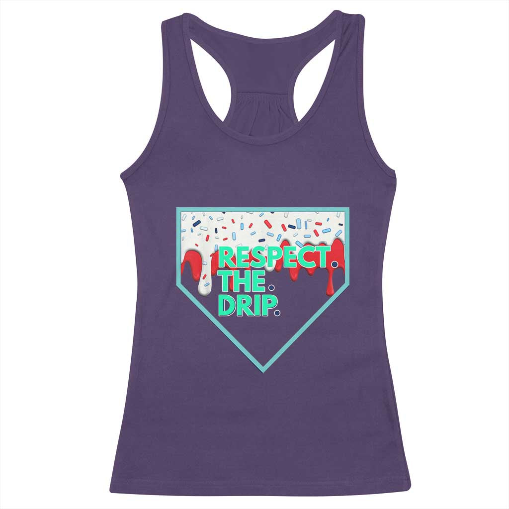 Baseball Home Plate Dripping Ice Cream Racerback Tank Top Respect The Drip Social Club Sprinkles TS02 Purple Print Your Wear