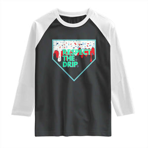 Baseball Home Plate Dripping Ice Cream Raglan Shirt Respect The Drip Social Club Sprinkles TS02 Black White Print Your Wear