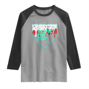 Baseball Home Plate Dripping Ice Cream Raglan Shirt Respect The Drip Social Club Sprinkles TS02 Sport Gray Black Print Your Wear