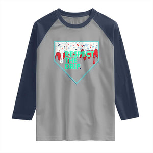 Baseball Home Plate Dripping Ice Cream Raglan Shirt Respect The Drip Social Club Sprinkles TS02 Sport Gray Navy Print Your Wear