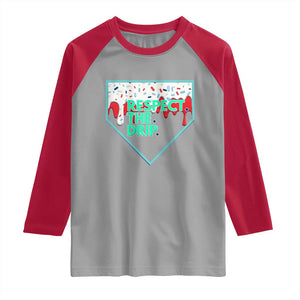 Baseball Home Plate Dripping Ice Cream Raglan Shirt Respect The Drip Social Club Sprinkles TS02 Sport Gray Red Print Your Wear