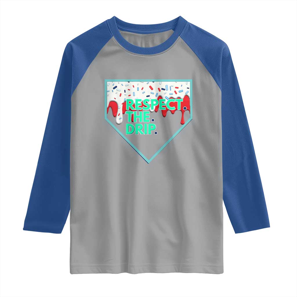 Baseball Home Plate Dripping Ice Cream Raglan Shirt Respect The Drip Social Club Sprinkles TS02 Sport Gray Royal Print Your Wear
