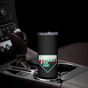 Baseball Home Plate Dripping Ice Cream Skinny Tumbler Respect The Drip Social Club Sprinkles TS02 Print Your Wear