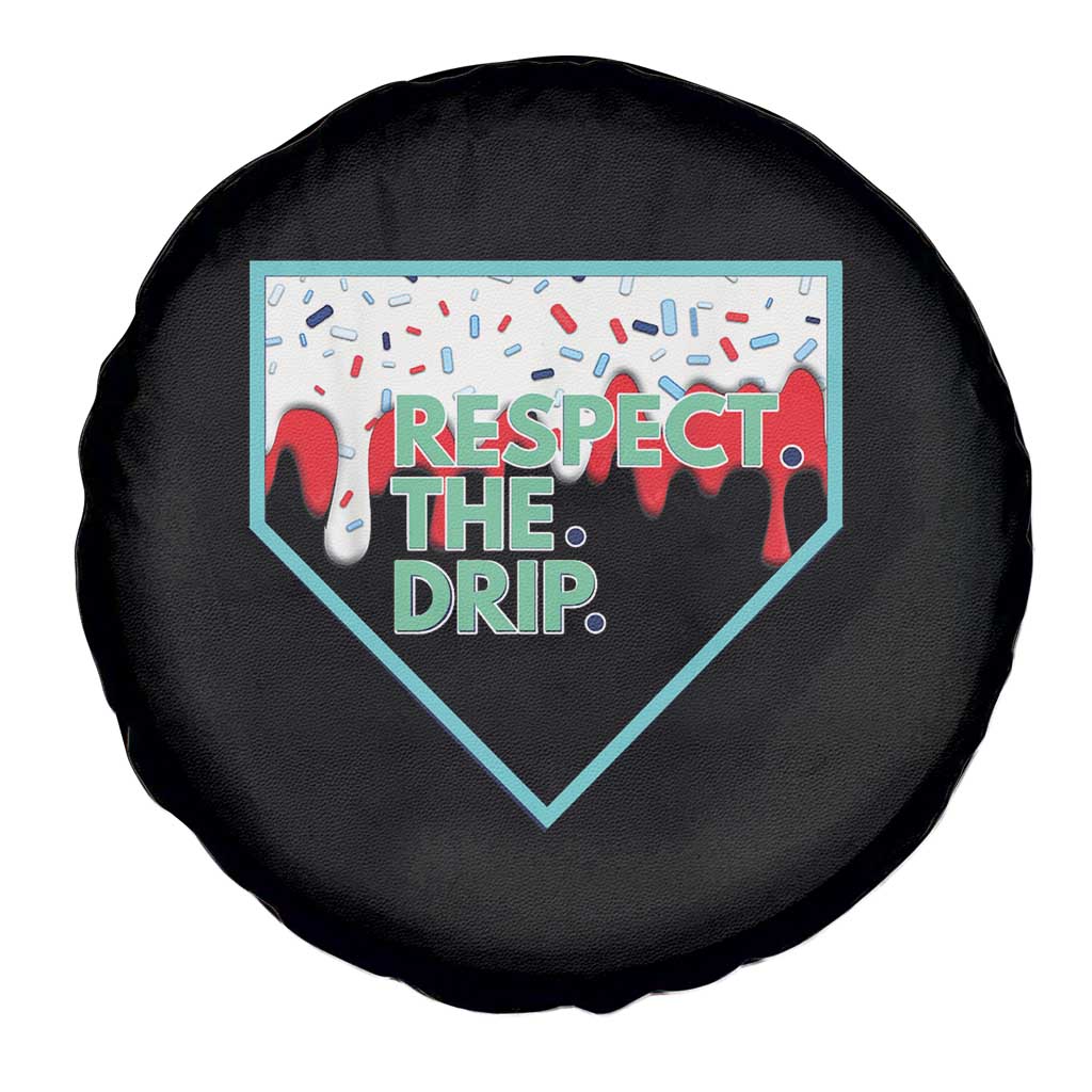 Baseball Home Plate Dripping Ice Cream Spare Tire Cover Respect The Drip Social Club Sprinkles TS02 Print Your Wear