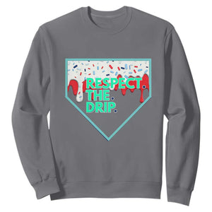 Baseball Home Plate Dripping Ice Cream Sweatshirt Respect The Drip Social Club Sprinkles TS02 Charcoal Print Your Wear