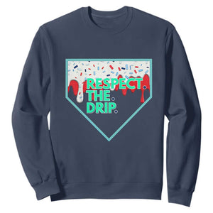 Baseball Home Plate Dripping Ice Cream Sweatshirt Respect The Drip Social Club Sprinkles TS02 Navy Print Your Wear