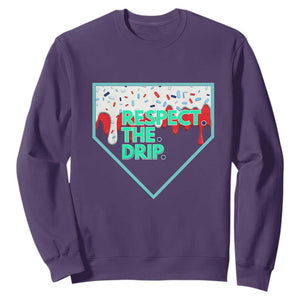 Baseball Home Plate Dripping Ice Cream Sweatshirt Respect The Drip Social Club Sprinkles TS02 Purple Print Your Wear