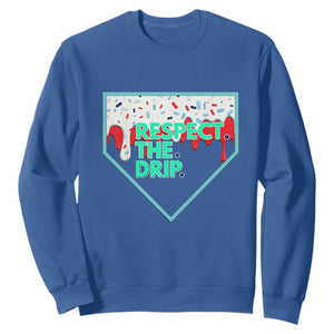 Baseball Home Plate Dripping Ice Cream Sweatshirt Respect The Drip Social Club Sprinkles TS02 Royal Blue Print Your Wear