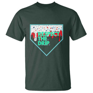 Baseball Home Plate Dripping Ice Cream T Shirt Respect The Drip Social Club Sprinkles TS02 Dark Forest Green Print Your Wear