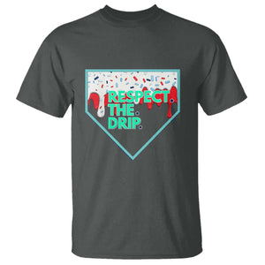Baseball Home Plate Dripping Ice Cream T Shirt Respect The Drip Social Club Sprinkles TS02 Dark Heather Print Your Wear